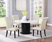 Round dining table rustic espresso and white w/ beige chairs by Coaster additional picture 4