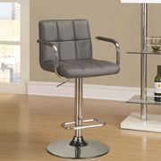 Contemporary grey and chrome adjustable bar stool with arms by Coaster additional picture 2