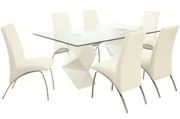 Super modern glass dining table w/ white base by Coaster additional picture 2
