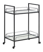 Clear and black finish serving cart with glass shelves by Coaster additional picture 2