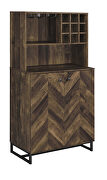 Rustic oak herringbone finish 2-door wine cabinet by Coaster additional picture 2