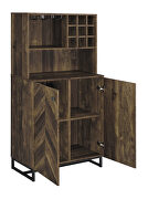 Rustic oak herringbone finish 2-door wine cabinet by Coaster additional picture 3