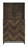 Rustic oak herringbone finish 2-door wine cabinet by Coaster additional picture 4