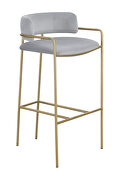 Gray velvet upholstery bar stool additional photo 2 of 2