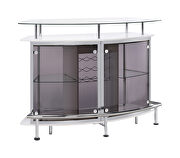 Contemporary crescent shaped front bar unit in white high gloss lacquer finish by Coaster additional picture 3