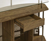 Modern, rustic, crescent shaped front bar unit finished in brown oak by Coaster additional picture 5