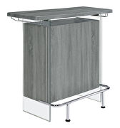 Weathered gray finish rectangular bar unit with footrest and glass side panels by Coaster additional picture 2