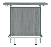 Weathered gray finish rectangular bar unit with footrest and glass side panels by Coaster additional picture 3