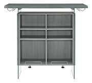 Weathered gray finish rectangular bar unit with footrest and glass side panels by Coaster additional picture 4