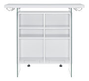 White high gloss finish rectangular bar unit with footrest and glass side panels by Coaster additional picture 4