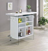 White high gloss finish rectangular bar unit with footrest and glass side panels by Coaster additional picture 8