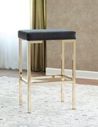 Bar stool in gray velvet / gold metal by Coaster additional picture 2