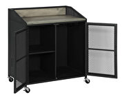 Gray wash and sandy black wine cabinet with wire mesh doors by Coaster additional picture 2