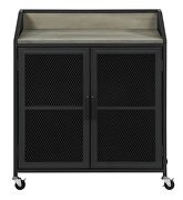 Gray wash and sandy black wine cabinet with wire mesh doors by Coaster additional picture 3