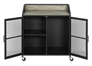 Gray wash and sandy black wine cabinet with wire mesh doors by Coaster additional picture 4