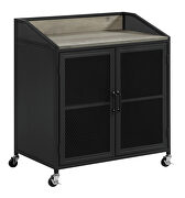 Gray wash and sandy black wine cabinet with wire mesh doors by Coaster additional picture 9