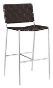 Brown pvc upholstery bar stool with open back by Coaster additional picture 2