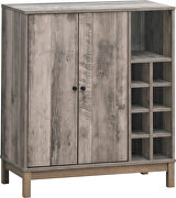 Weathered acacia finish wood 2-door wine cabinet with stemware rack by Coaster additional picture 2