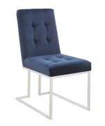 Modern ink blue and chrome dining chair by Coaster additional picture 3