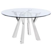 Round glass top dining table clear and chrome w/ gray chairs by Coaster additional picture 2