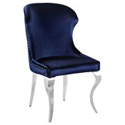 Upholstered wingback side chair with nailhead trim chrome and ink blue (set of 2) by Coaster additional picture 2