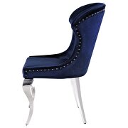 Upholstered wingback side chair with nailhead trim chrome and ink blue (set of 2) by Coaster additional picture 4