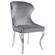 Upholstered wingback side chair with nailhead trim chrome and grey (set of 2) by Coaster additional picture 2