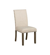Beige linen-like fabric upholstery parsons chairs additional photo 3 of 2