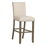 Beige linen-like fabric upholstery bar stool by Coaster additional picture 2