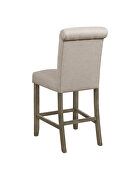 Beige linen-like fabric upholstery counter ht chair additional photo 3 of 3