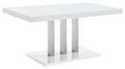 White high gloss and chrome finish rectangular dining table by Coaster additional picture 5