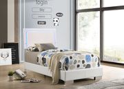 Simple and elegant white twin bed with blue LED by Coaster additional picture 2