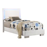 Simple and elegant white twin bed with blue LED by Coaster additional picture 3