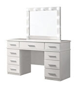 Glossy white finish 9-drawer vanity desk with lighted mirror by Coaster additional picture 2