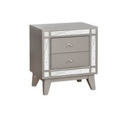 Contemporary two-drawer silver glam nightstand by Coaster additional picture 7