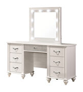 White finish 7-drawer vanity desk with lighted mirror by Coaster additional picture 2