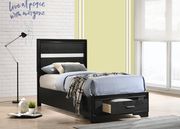 Contemporary black glam style twin bed by Coaster additional picture 2