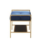 Bench in cozy blue velvet w/ gold legs by Coaster additional picture 2
