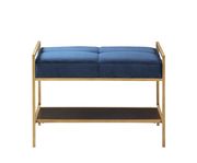 Bench in cozy blue velvet w/ gold legs by Coaster additional picture 7