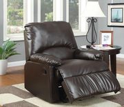 Brown vinyl affordable recliner chair by Coaster additional picture 2