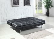 Casual modern sofa bed in black leatherette additional photo 4 of 5