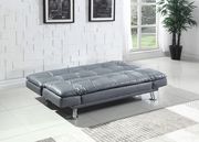 Casual modern sofa bed in gray leatherette additional photo 5 of 8