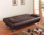 Adjustable brown leatherette sofa bed additional photo 2 of 1