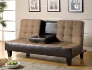 Sand beige / brown cup holders sofa bed by Coaster additional picture 2