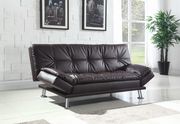 Casual modern sofa bed in brown leatherette additional photo 4 of 5
