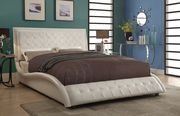 Upholstered white pu king bed in casual-glam style by Coaster additional picture 2