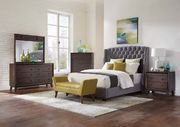 Transitional upholstered grey and chocolate queen bed by Coaster additional picture 2