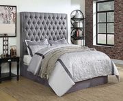 Grey upholstered queen bed w tufted headboard by Coaster additional picture 2