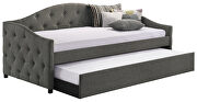 Gray soft  fabric upholstery button-tufted twin daybed w/ trundle by Coaster additional picture 2