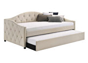 Taupe soft  fabric upholstery button-tufted twin daybed w/ trundle by Coaster additional picture 2